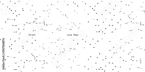 Star chart depicting constellations orion and ursa minor with labeled stars