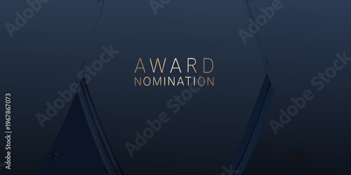 Dark blue background with golden text announcing an award nomination