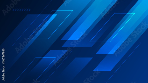 Deep blue professional background with sophisticated geometric overlays and glowing light trails perfect for corporate business design