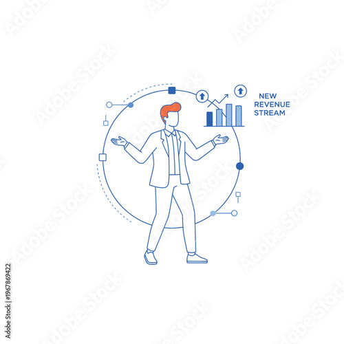 Man in Suit Analyzing New Revenue Stream Growth.