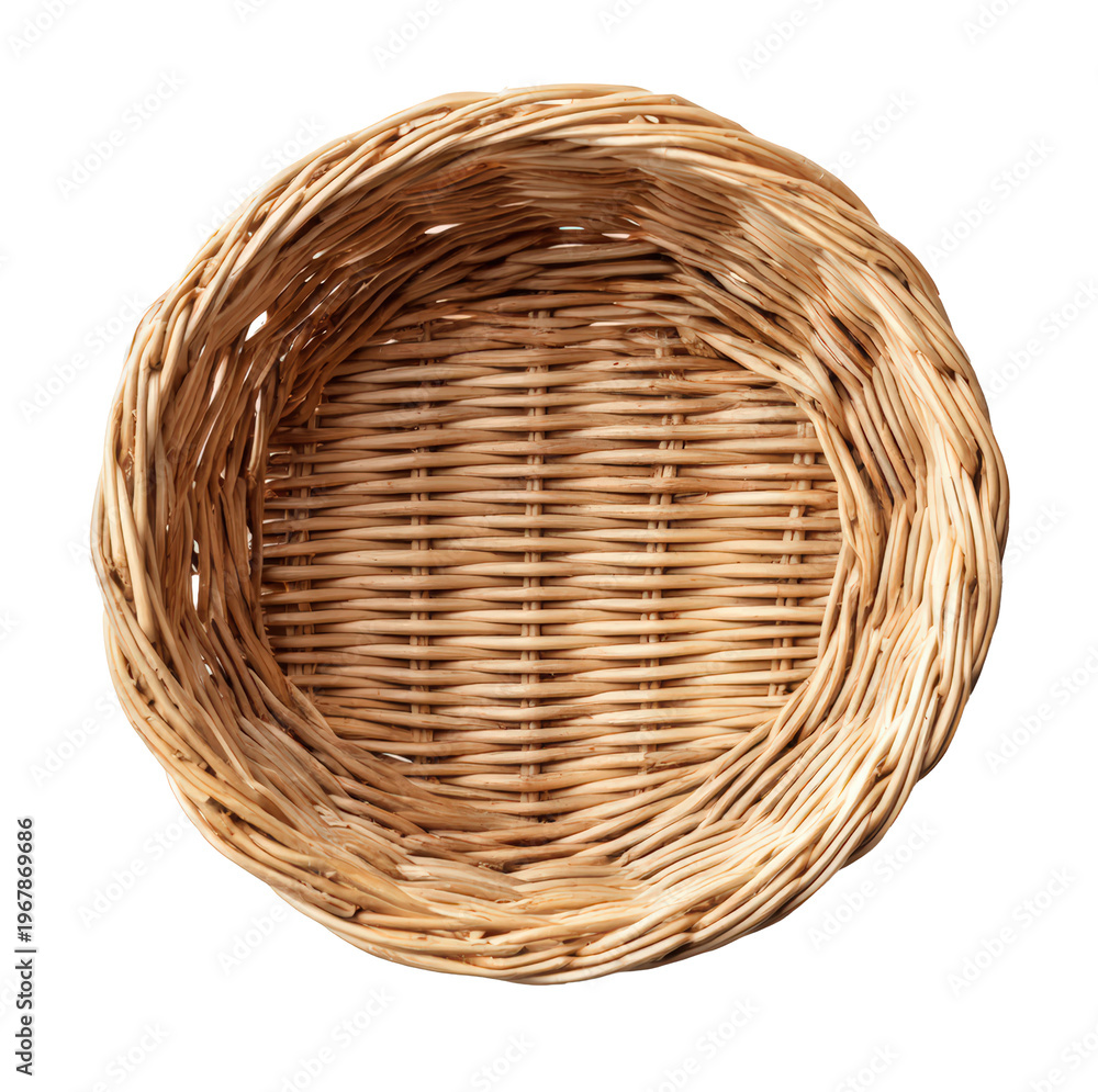 Fototapeta premium Round wicker tray basket isolated on white