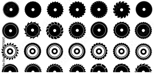 set Saw Blade silhouettes icon collections. circular blade symbol. woodworking blade. carpatery logo design vector illustration