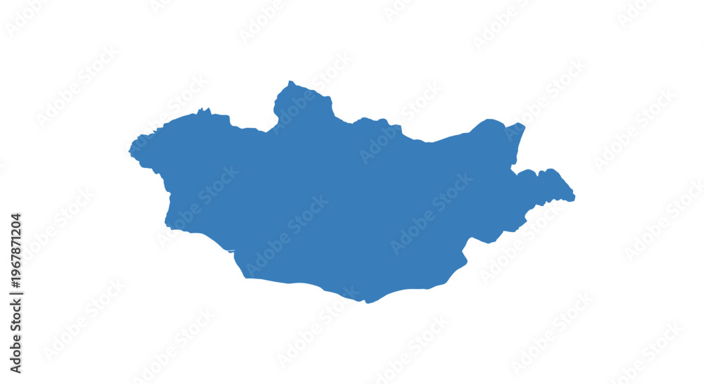 Obraz premium Blue Outline Map of Mongolia on White Background