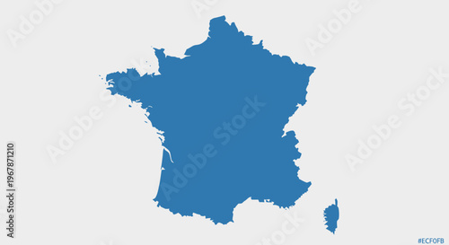 Blue outline map of France with Corsica on a light grey background