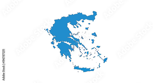 Blue outline map of Greece and its islands on a white background
