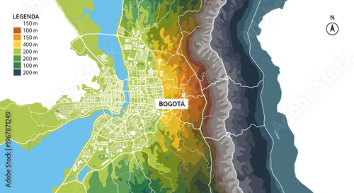 Bogota Topographic Map - Altitude, Elevation, City Planning, South America
