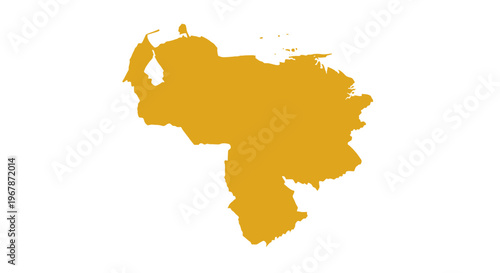 Golden Venezuela Map Silhouette on White Background