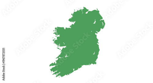Green map of Ireland on white background