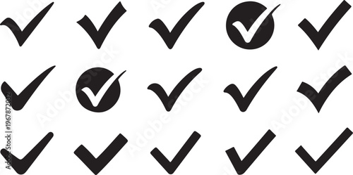 Black checkmarks on a white background with verified symbols