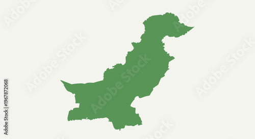 Green Silhouette Map of Pakistan on a Light Background