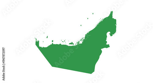Green silhouette map of United Arab Emirates on white background, UAE country outline