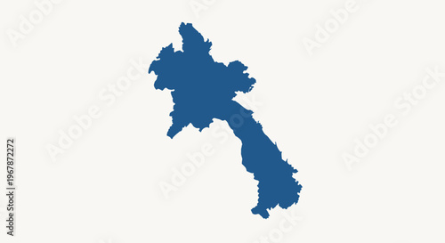 Laos Map Silhouette - Blue Outline on White Background