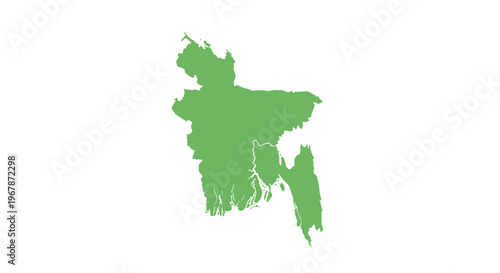 Map of Bangladesh, green silhouette on white background, country outline, nation symbol
