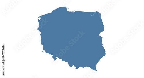 Map of Poland, Blue Silhouette on White Background, Country Outline