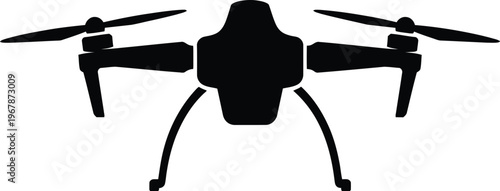 Drone, black silhouette, aerial vehicle, quadcopter icon