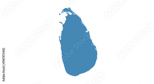 Sri Lanka Map Silhouette, Blue Outline on White Background, Island Nation Geography