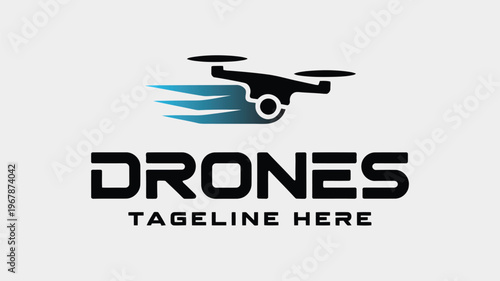 Drone logo, modern drone icon, aerial vehicle symbol, drone technology