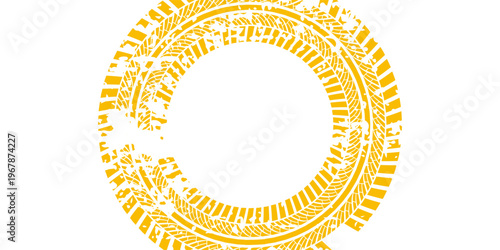 Vector set of tire tread marks black tire tracks and tire prints with grunge texture