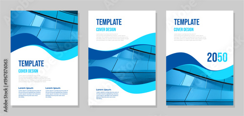 Cover templates for brochures, A4, pamphlets, booklets, cover designs, books, and brochure covers. background with blue waves