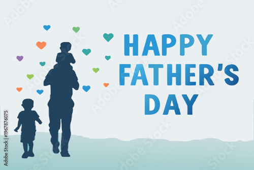 A silhouetted father and children celebrate a heartwarming father s day
