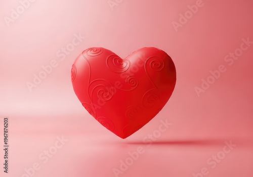 A romantic valentine wallpaper featuring a sweet red heart with elegant swirls against a soft pink gradient background for a lovely mood, curve, abstract, greeting