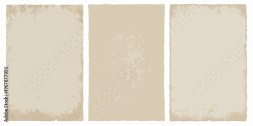 Three rectangular beige panels with distressed textured surfaces displayed closely