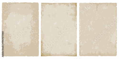 Three aged rectangular paper textures arranged vertically side by side