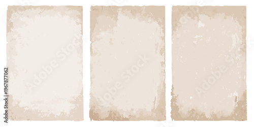 Three rectangular panels with a textured aged paper appearance