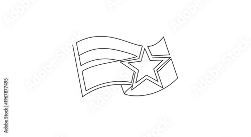 Waving flag with star symbol patriotism and freedom concept national identity icon vector illustration