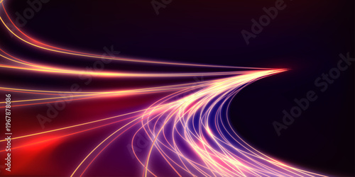 Abstract futuristic digital technology background vector illustration featuring glowing light trails and dynamic data flow.
