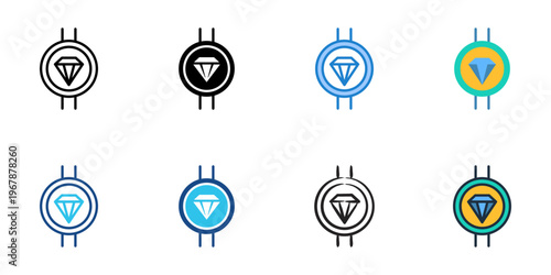 Virtual assets icons set multiple style collection. Editable stroke 
