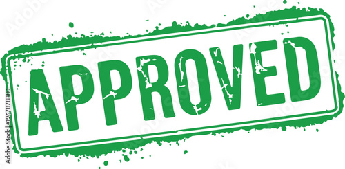 Green approved stamp on white background with grunge texture