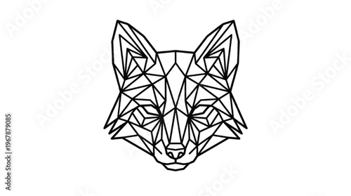 Geometric Wolf Head PNG | Minimalist Alpha Wolf Polygon Vector Illustration for Modern Branding