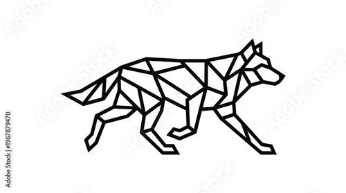 Modern Geometric Fox Head Vector | Minimalist Clever Fox Polygon Logo Isolated Transparent PNG