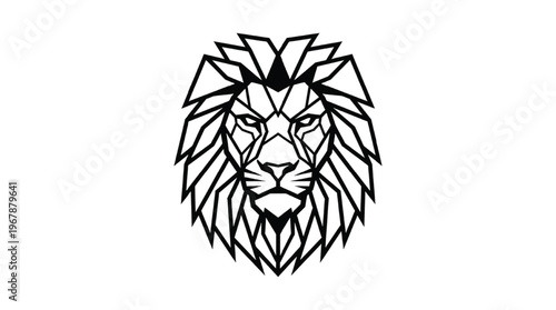 Minimalist Geometric Lion Head Vector | Modern King Lion Logo Isolated on Transparent Background