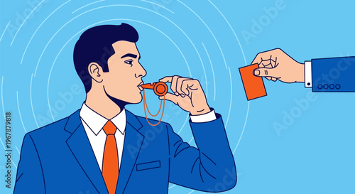 Businessman using a megaphone to amplify his voice.