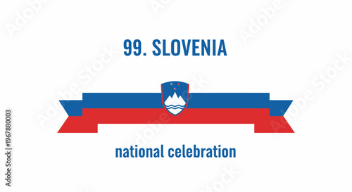 Slovenia National Celebration Emblem with Flag Colors and Coat of Arms