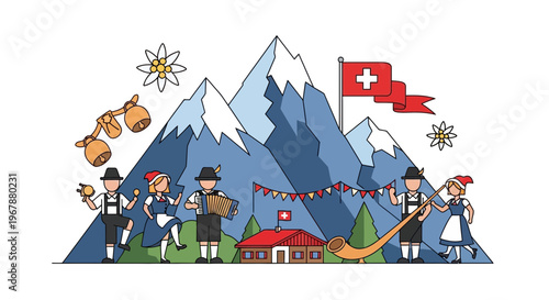 Swiss Alps Festival Celebration: Traditional Music, Dance, and Culture