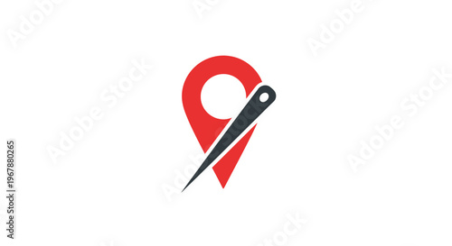 Tailor's pin location icon, navigation, sewing, fashion, custom design, vector graphic