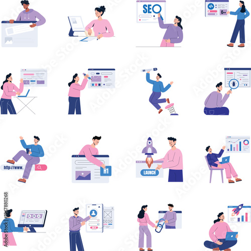 Collection of SEO Flat Style Illustrations

