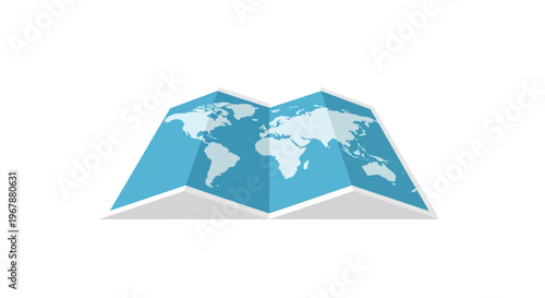World Map Folded Paper Globe Geography Navigation Travel Concept