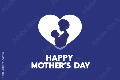 A mother and child silhouette within a heart shape for mother s day