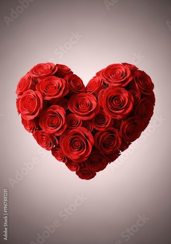 A stunning display of vibrant red roses meticulously arranged into a perfect heart shape, symbolizing deep love and romantic affection, anniversary, togetherness, heart
