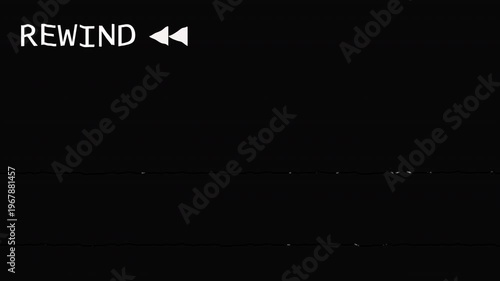 Old vhs rewind icon looping, VHS video tape rewind icon, overlay footage