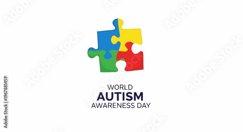 Vibrant vector illustration representing World Autism Awareness Day, featuring interconnected colorful puzzle pieces symbolizing unity and support for individuals on the autism spectrum