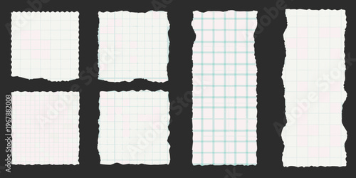 Torn paper strips with various pastel patterned backgrounds