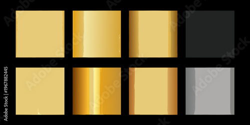 Gradient color swatches displaying shades of gold yellow and gray
