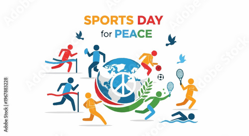 Sports Day for Peace A Global Celebration of Unity and Athleticism Through Vector Illustration
