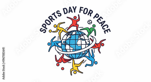 Sports Day for Peace Vector Icon celebrating global unity and athletic camaraderie with a vibrant illustration of diverse individuals engaged in sports around the world