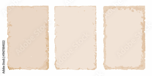 Three rectangular paper or parchment textures arranged vertically side by side